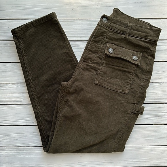 Free People Kyo Carpenter Corduroy Pants Olive size 2 - Picture 4 of 7